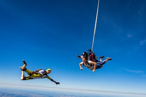 a group of people skydiving