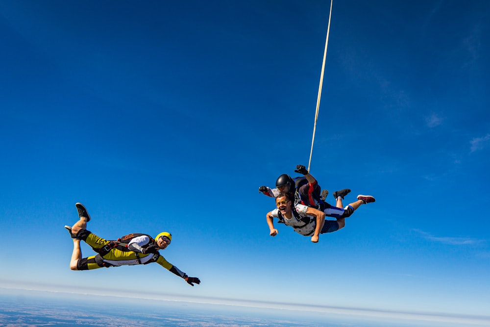 a group of people skydiving