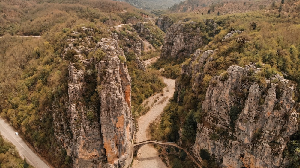 a road going through a rocky area