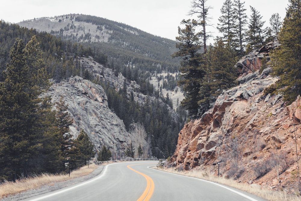 a road going through a mountainous region