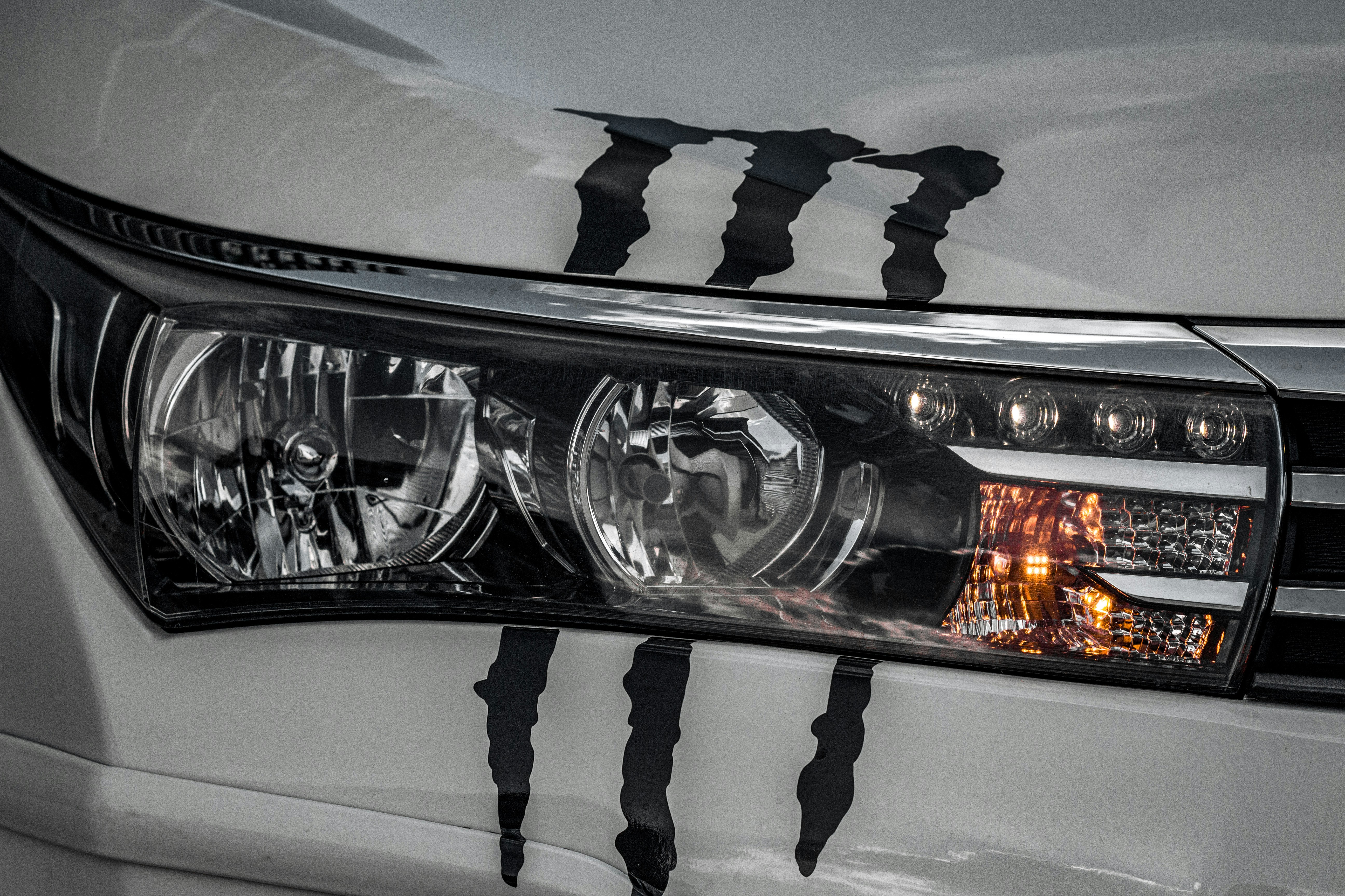 a car with a cartoon on the hood