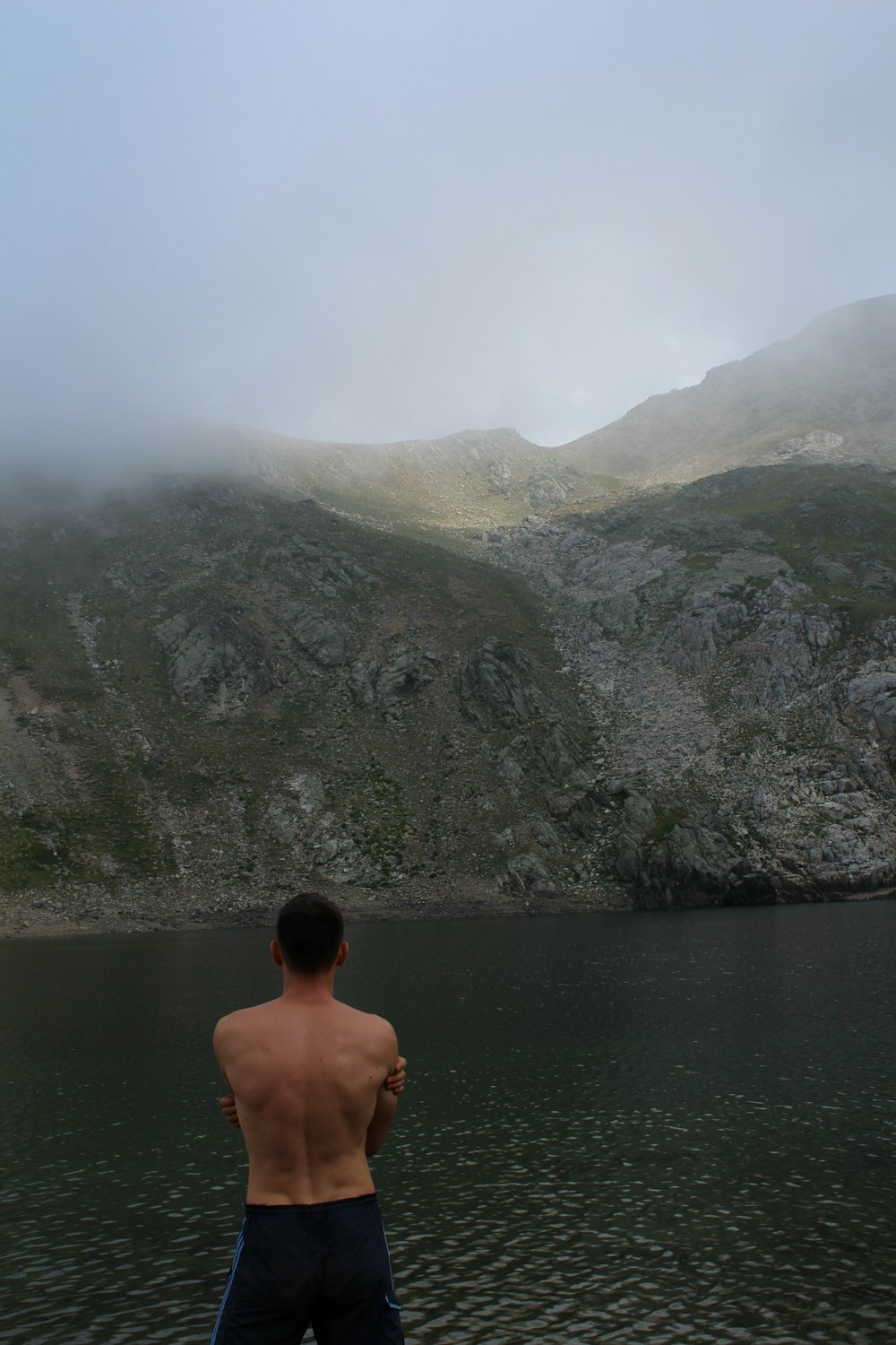 a man standing in water