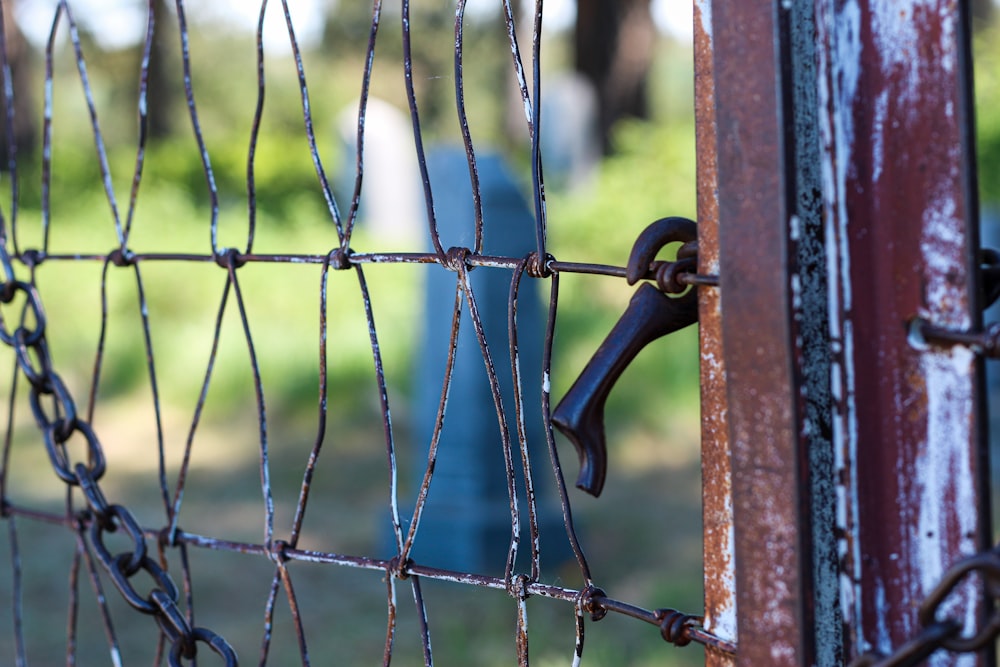 a fence with a chain link fence