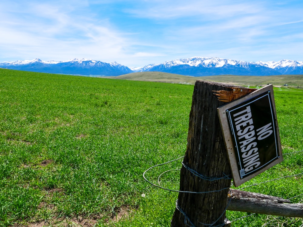 a sign on a post