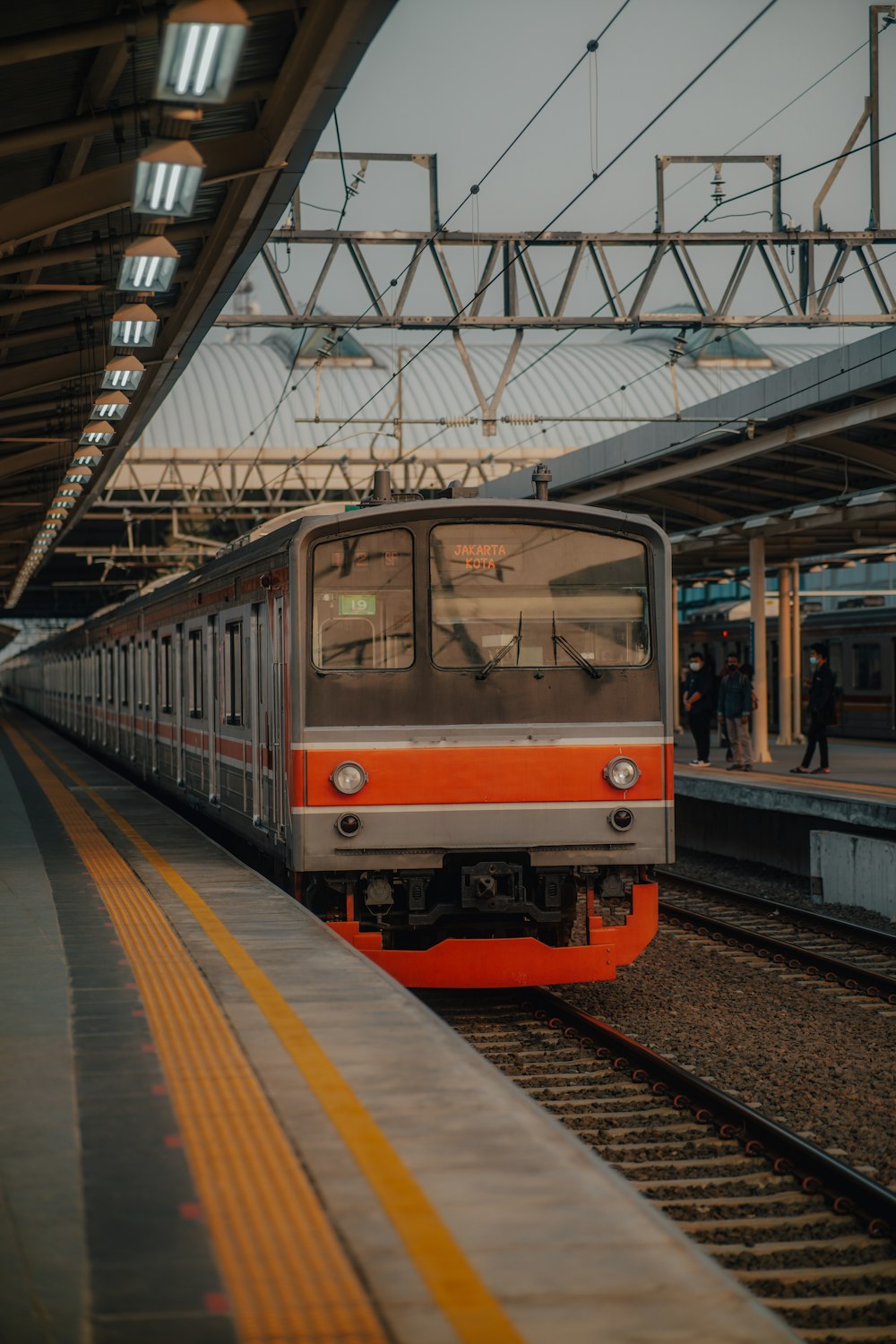 a train pulling into a station