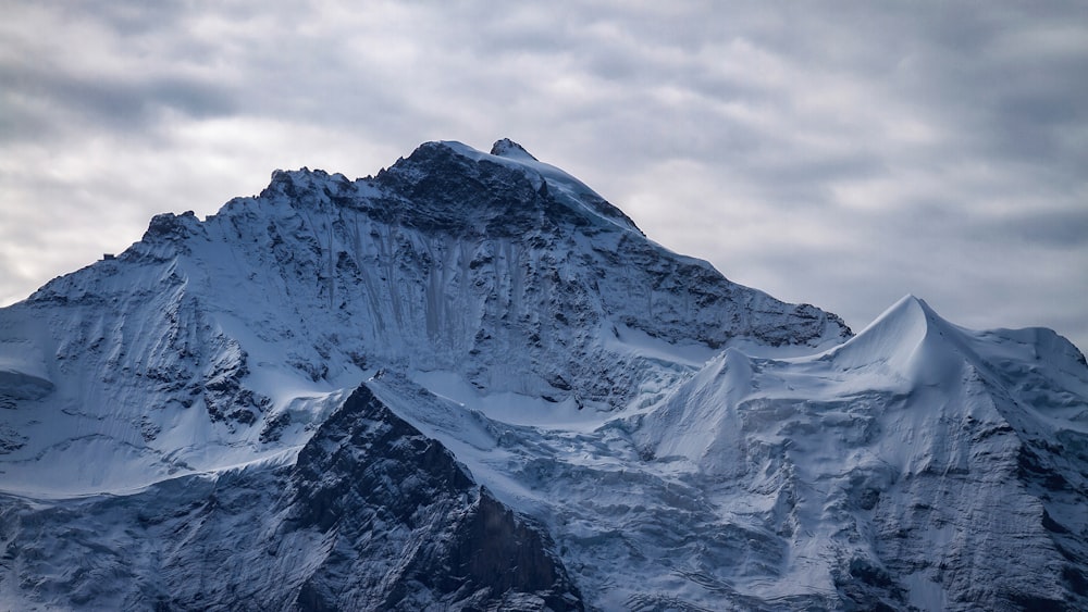 a mountain with snow