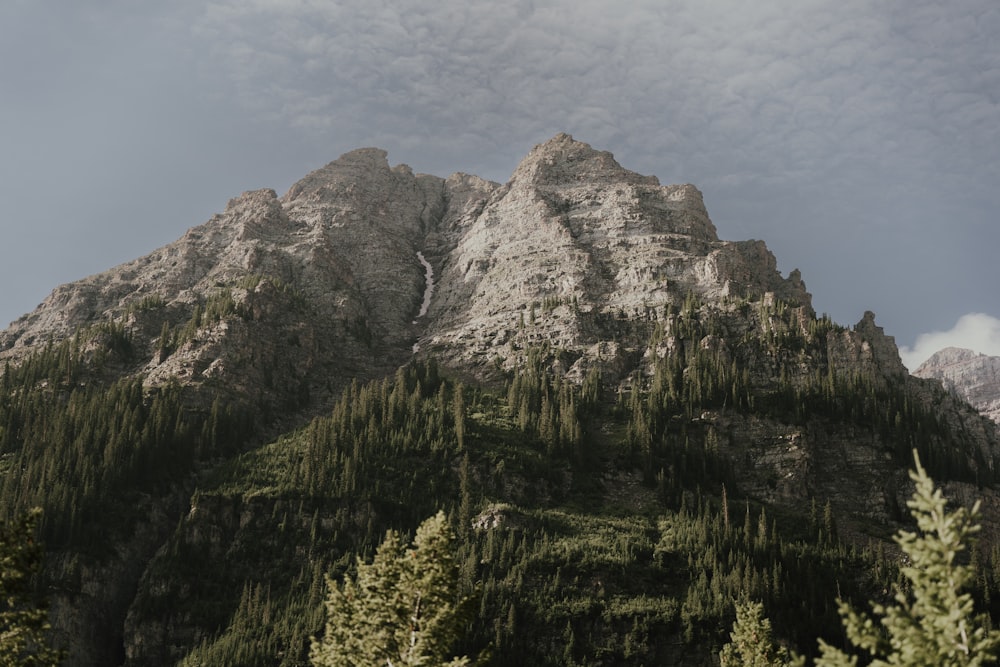 a mountain with snow