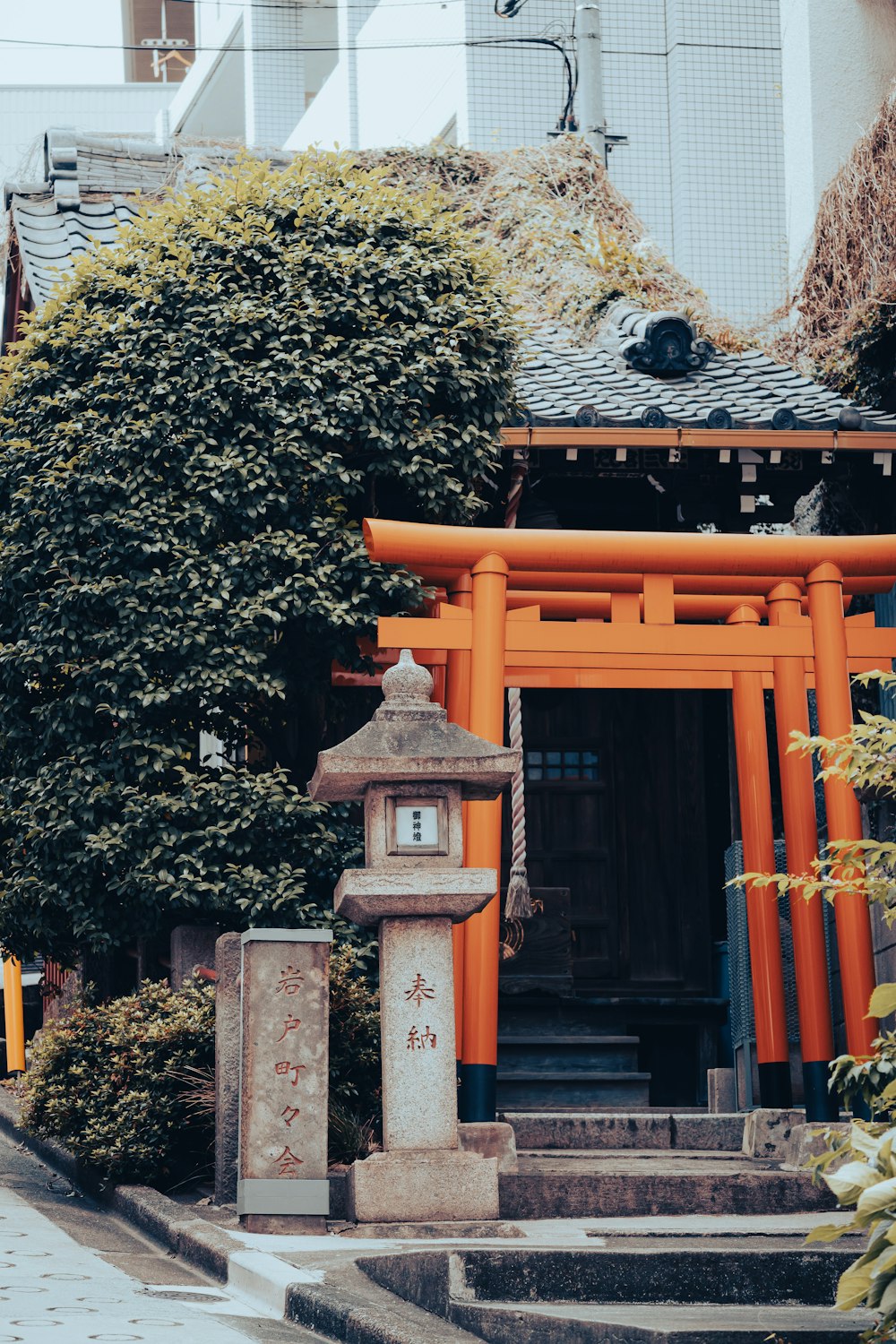 a building with a large gold gate