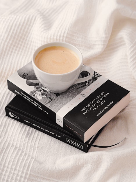 a cup of tea and a book