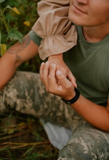 a person holding the hands together