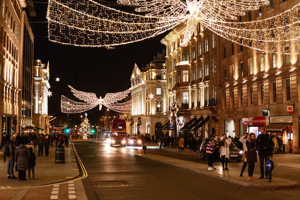 a busy street with people and cars