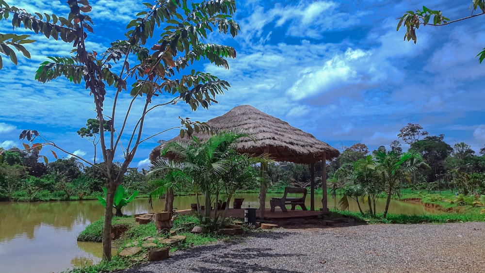 a hut on a beach