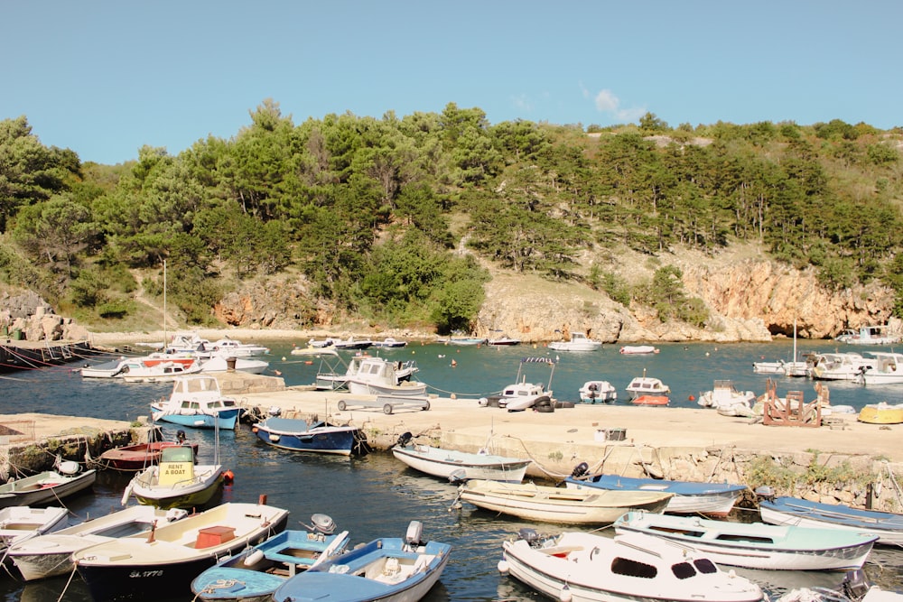 boats parked on the water