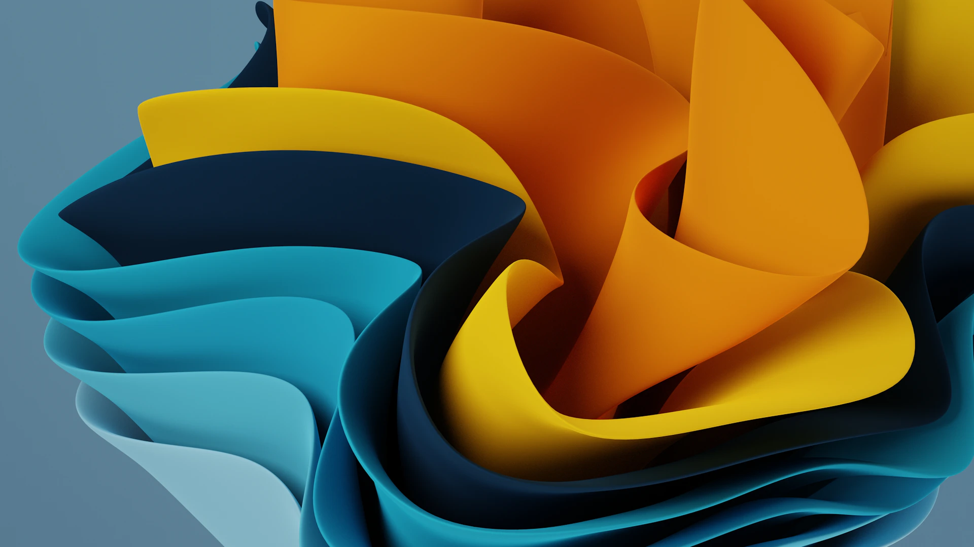 blue and orange folded shapes
