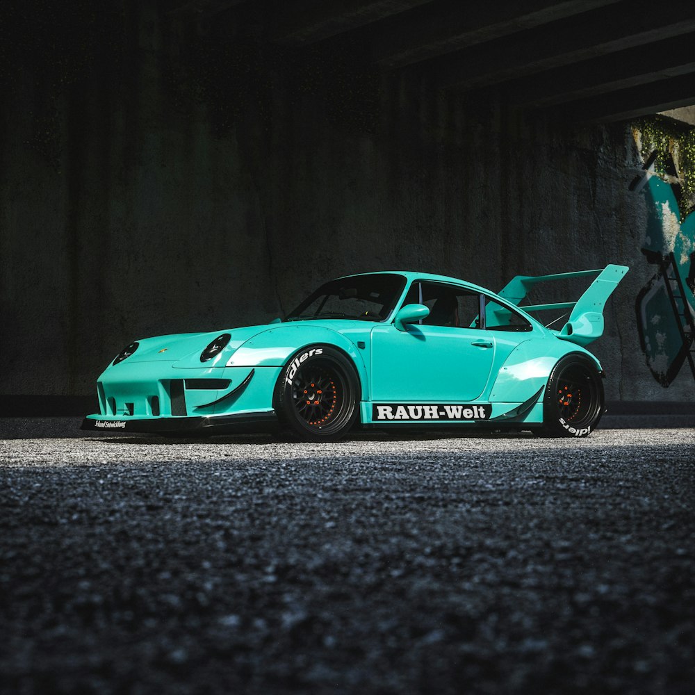 a car parked in a garage