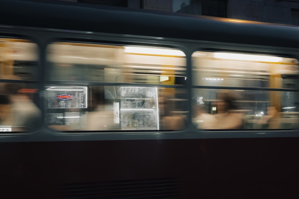 a train with a sign on the window