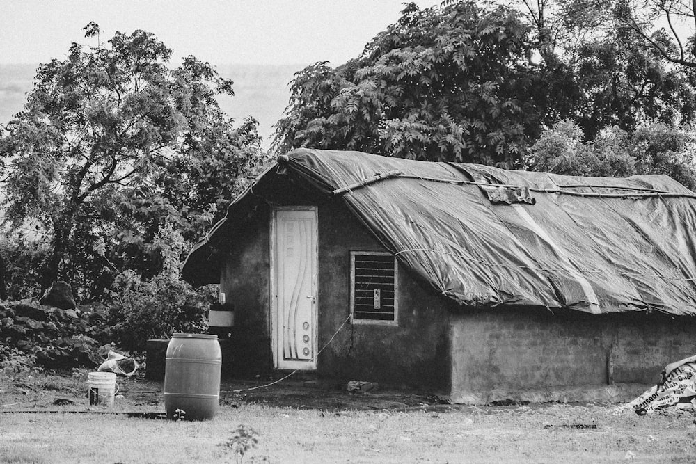 a small house with a roof