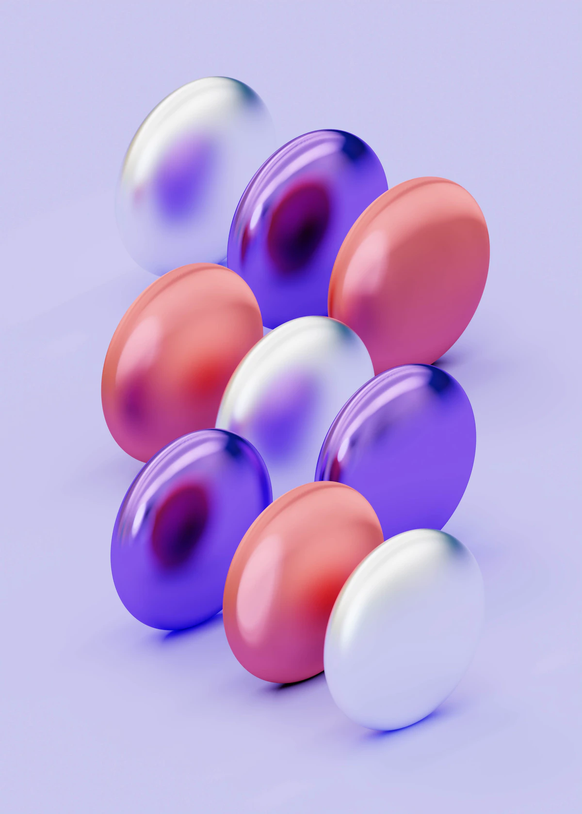 Abstract blue, pink, and violet balloon forms
