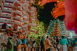 A vibrant festival procession winding through Nagpur’s busy streets.
