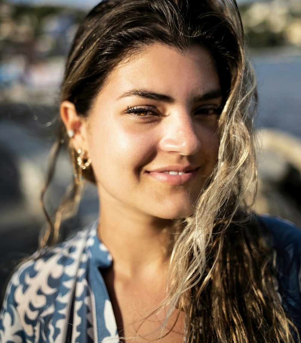 a woman with long hair