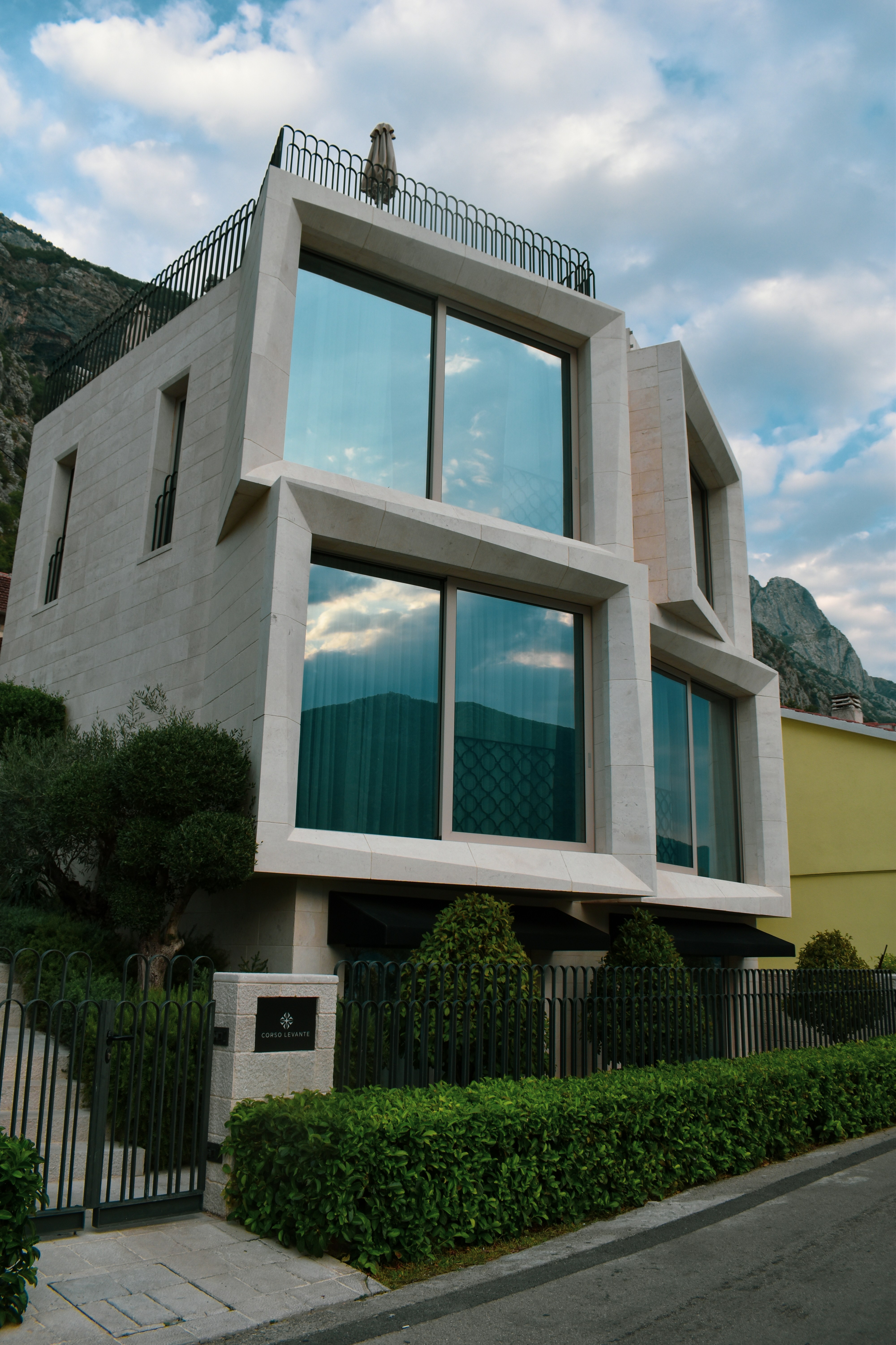 a building with a fence around it