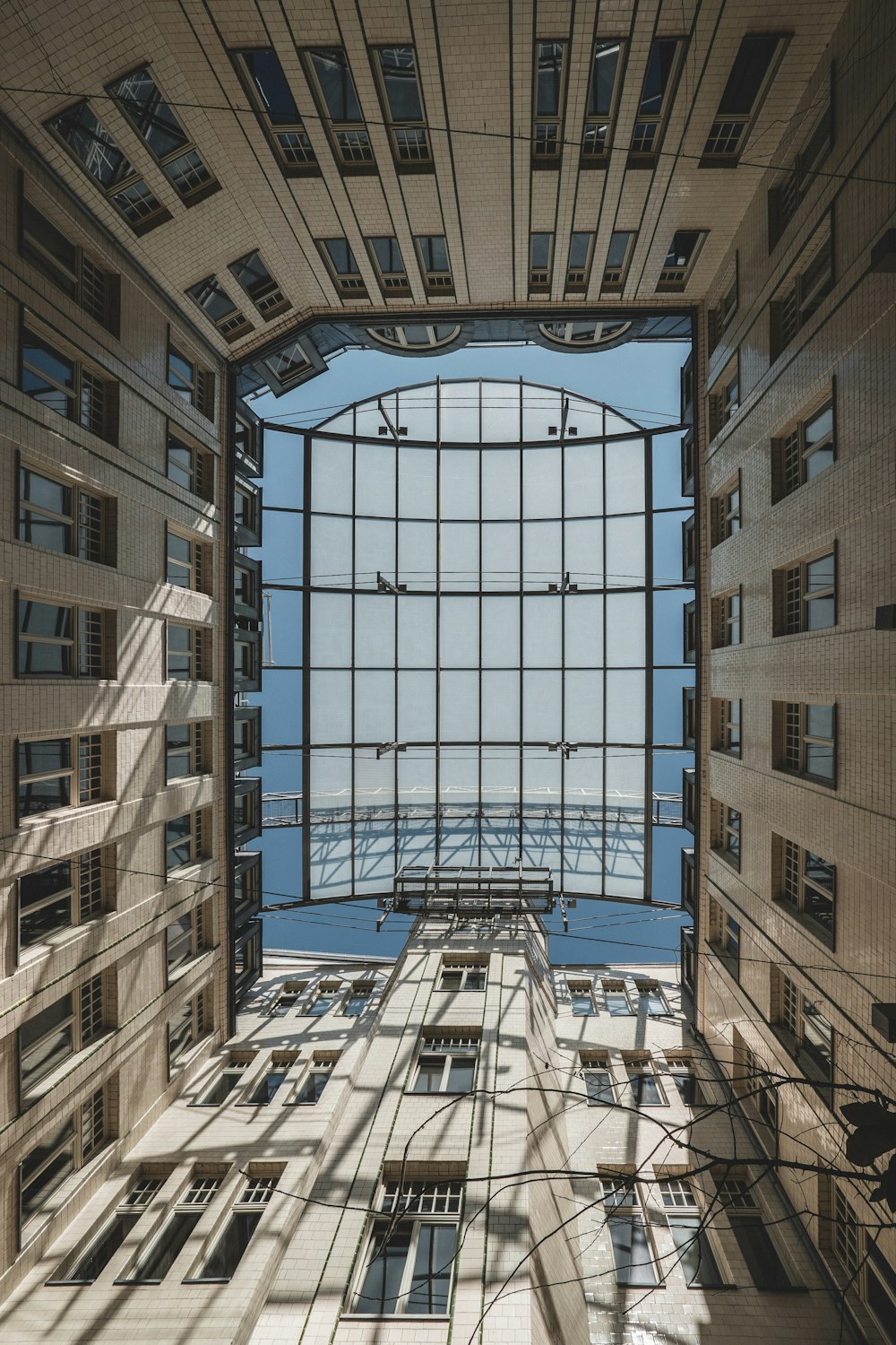 a building with a large glass window