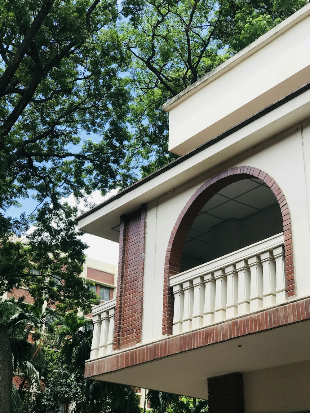 a building with a large arched doorway