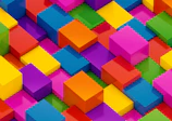 A colorful puzzle game interface showing engaging blocks and cheerful animations.