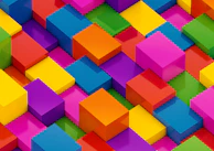 A dynamic arrangement of blocks showing different shapes and sizes for flexible use.