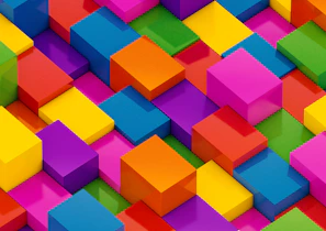 Matrix operations illustrated with vibrant blocks and arrows