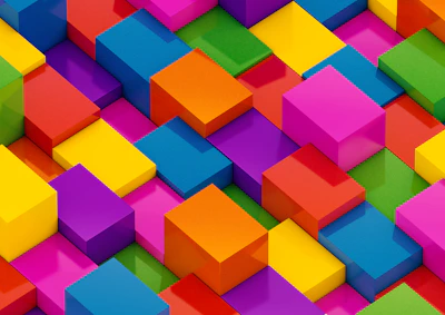 A vibrant custom page layout showcasing colorful blocks and interactive elements.