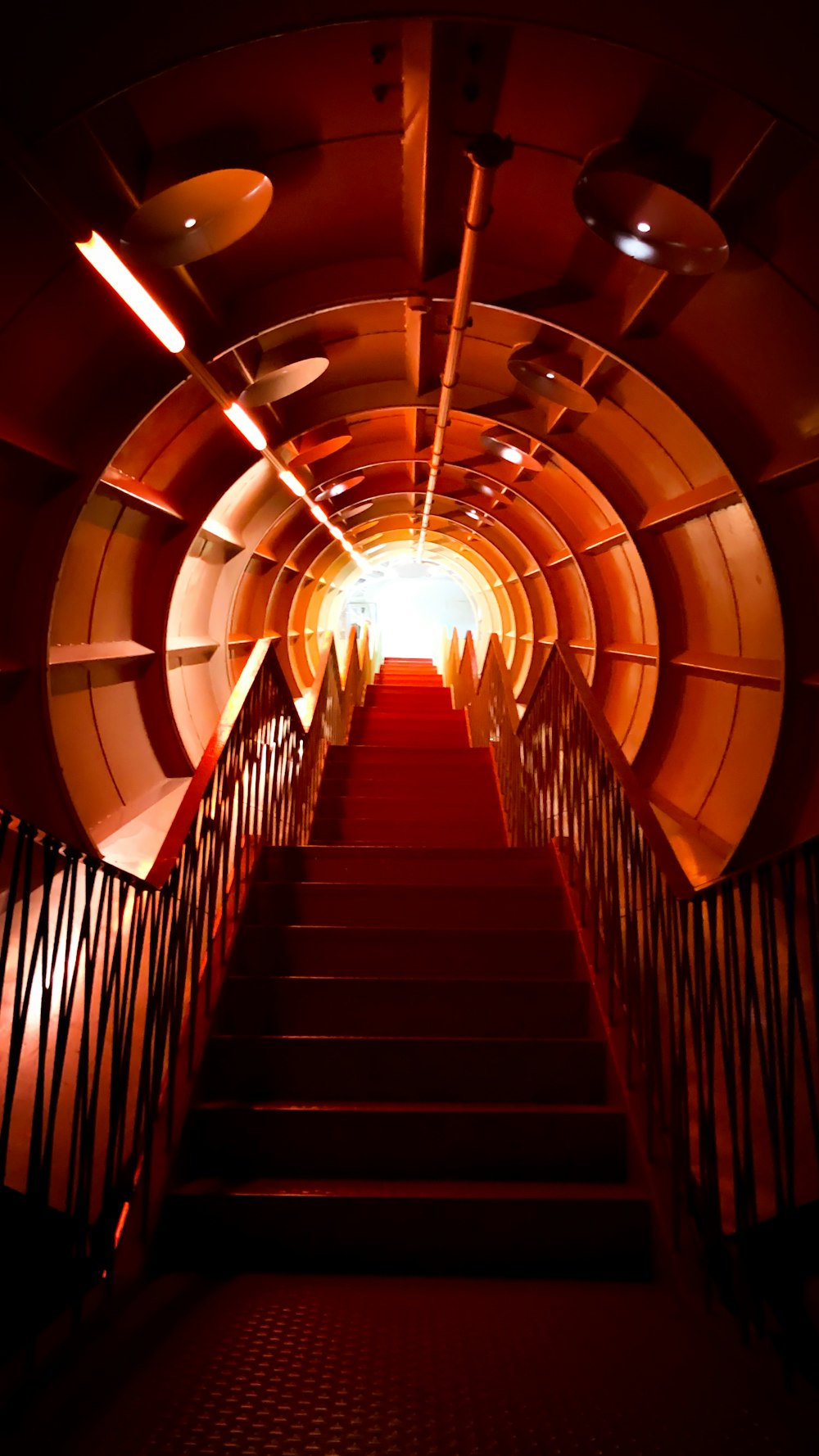 a staircase with lights