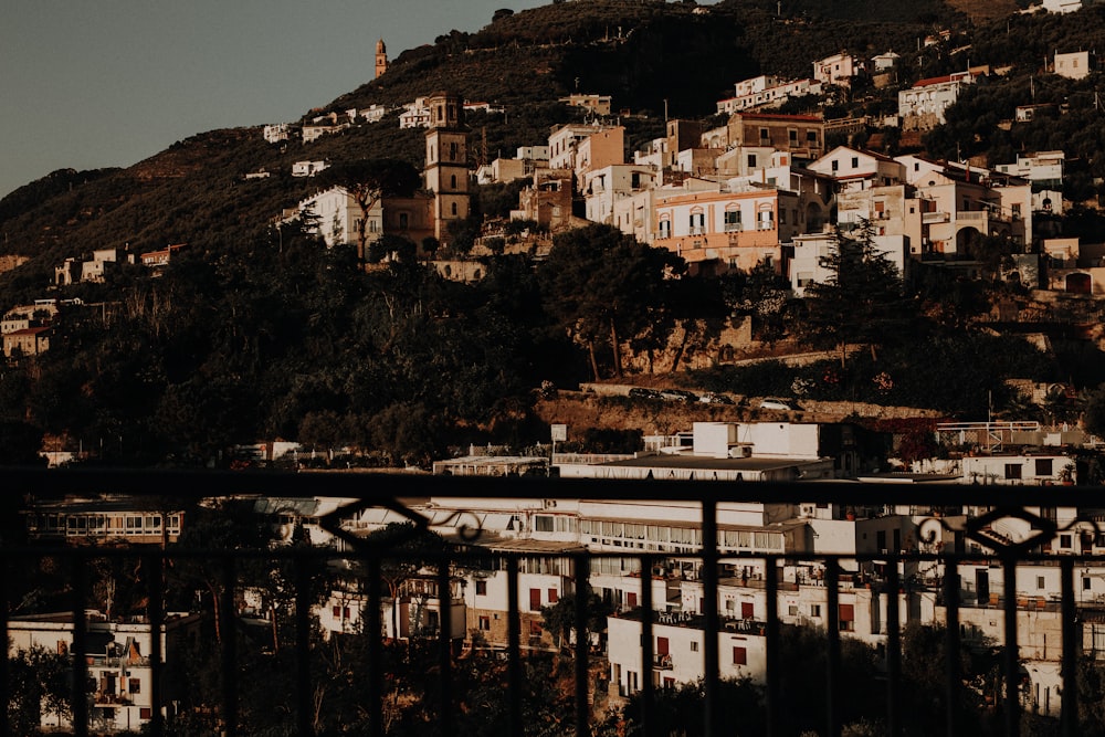 a city with trees and buildings