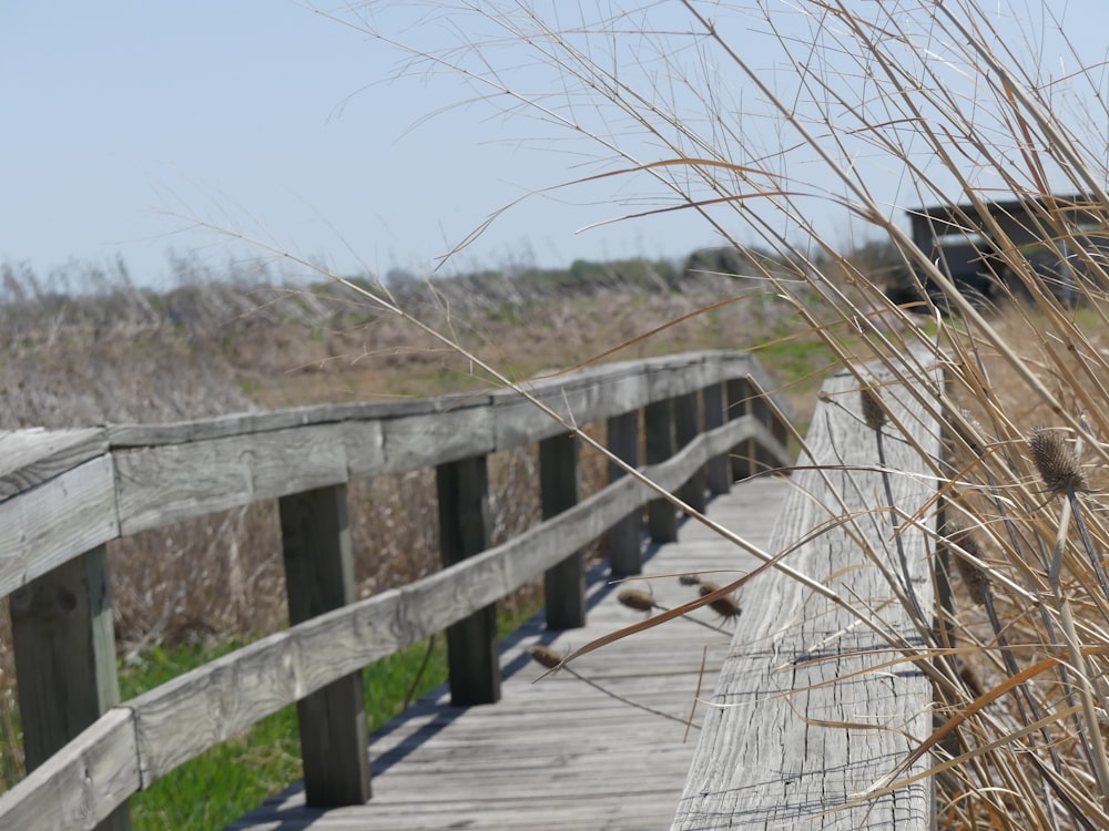 a wooden bridge over a river