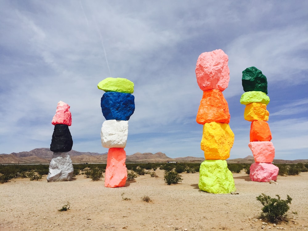 a group of colorful ice cream cones