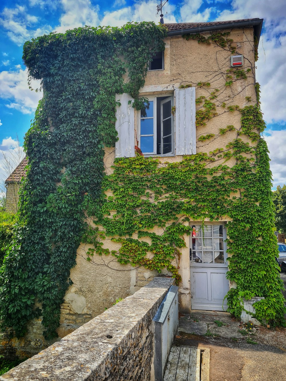 a house covered in ivy