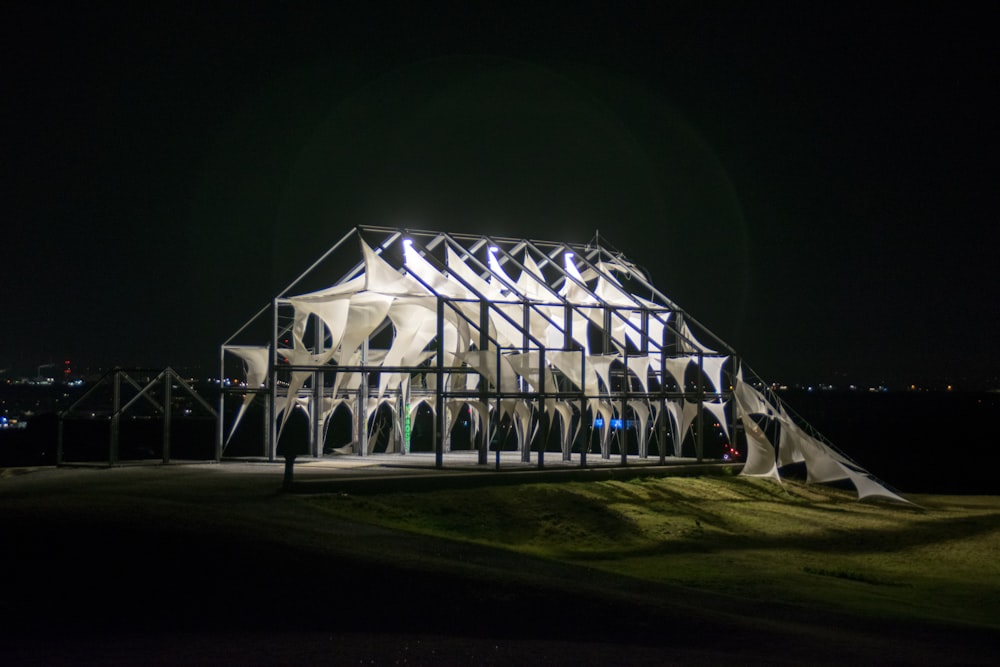 a building with lights on