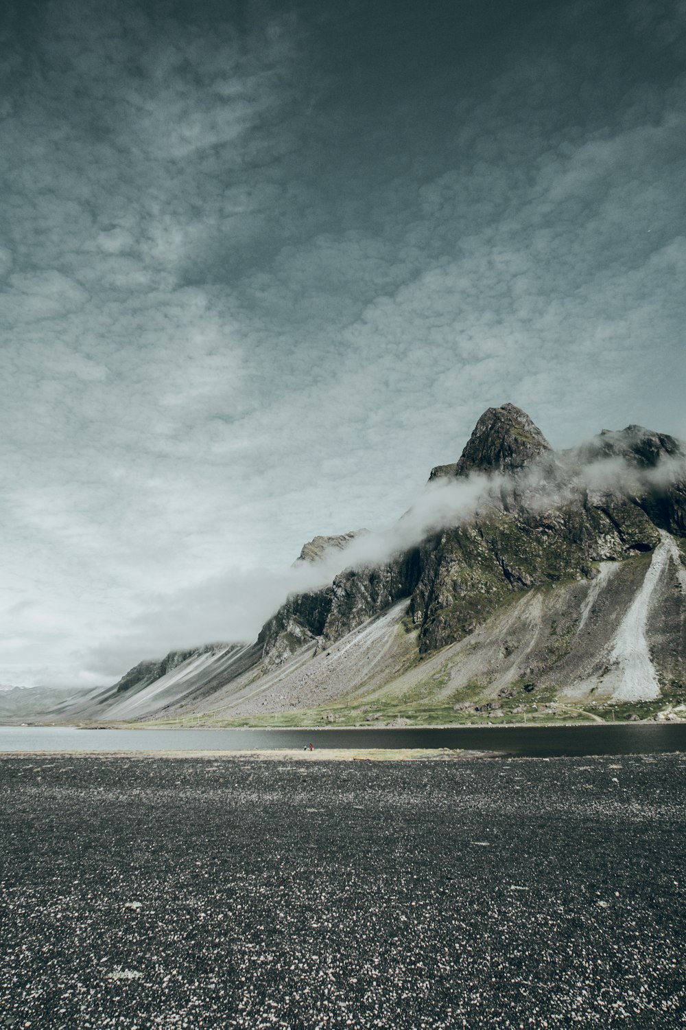 a mountain with snow