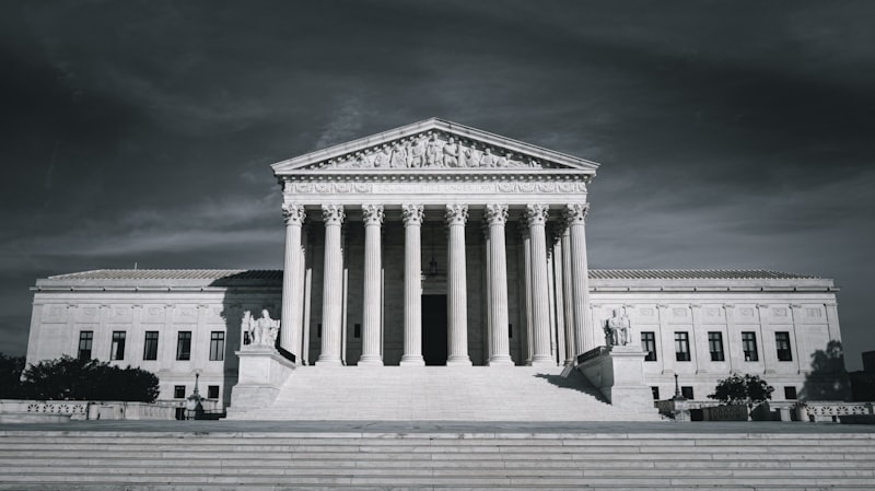 The United States Supreme Court building exterior with columns and steps