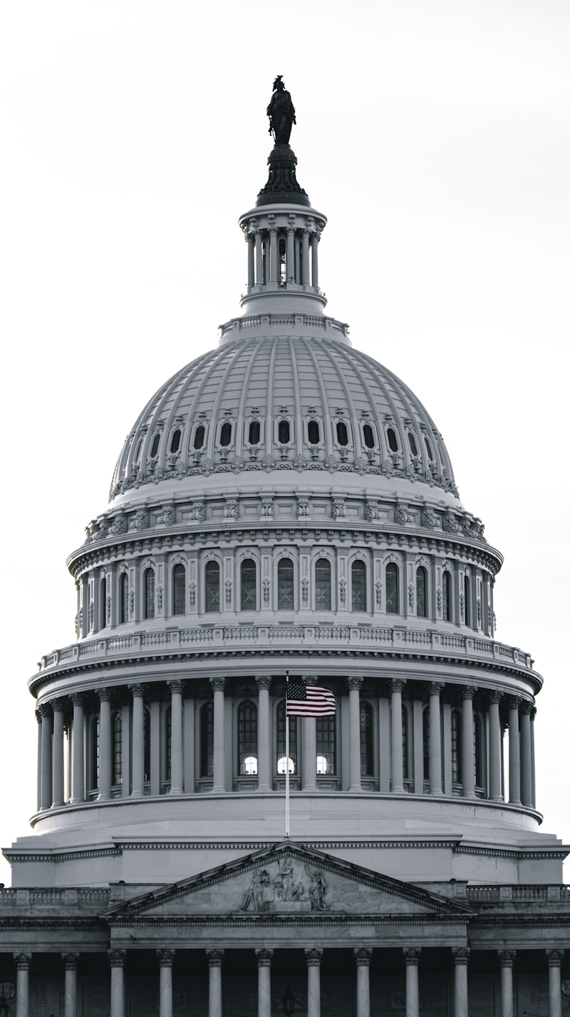 United States Capitol building dome on an overcast day