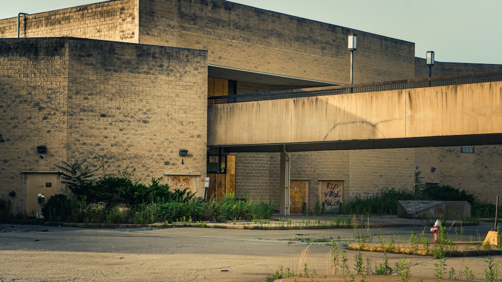 a building with a road in front