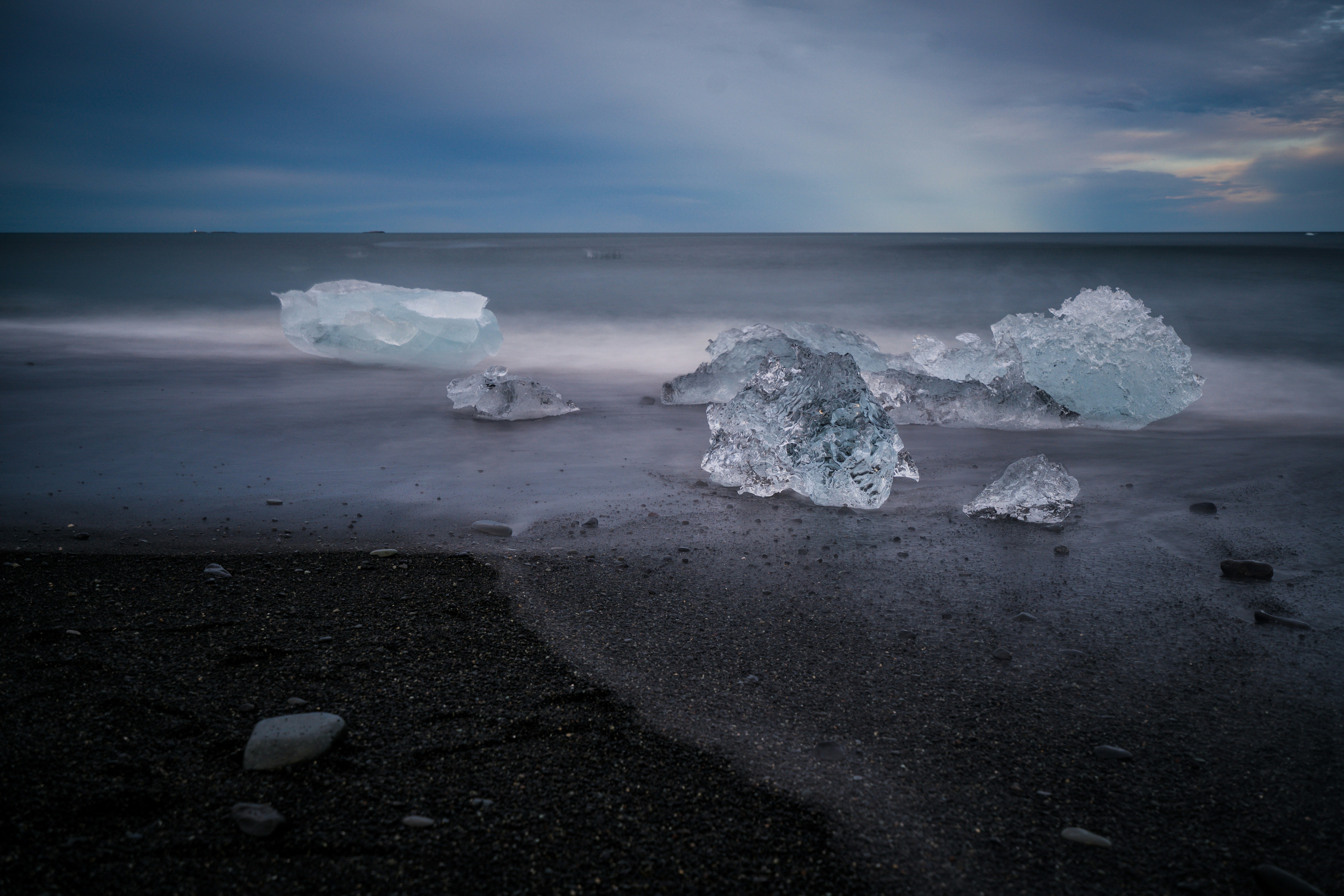 icebergs in the water