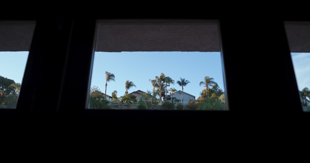 a window with trees outside