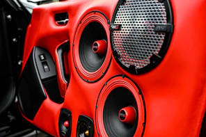 a red car with a black light