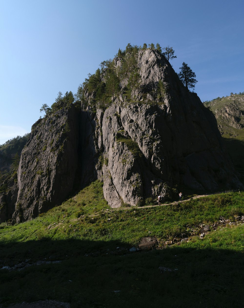 a large rock cliff