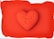 A textured heart made from clay or a similar material is positioned in the center of a vibrant red background. The heart appears slightly cracked and uneven, adding an artistic, handmade quality to the image. The background is smooth but has some subtle patterns and contours, which enhance the heart's prominence.