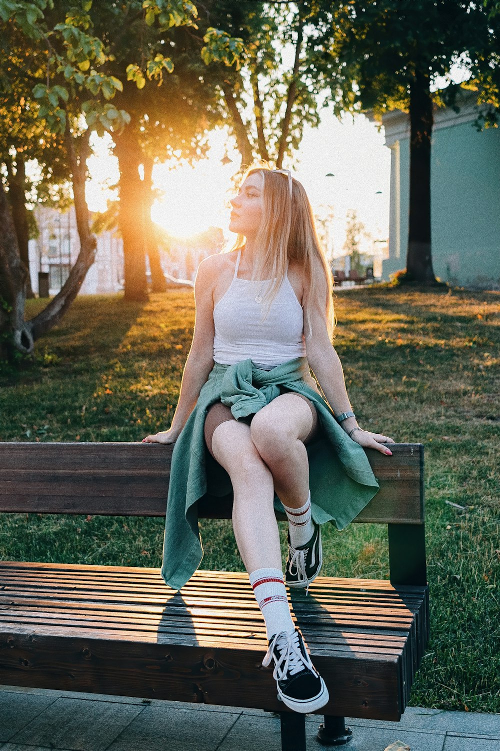 a person sitting on a bench