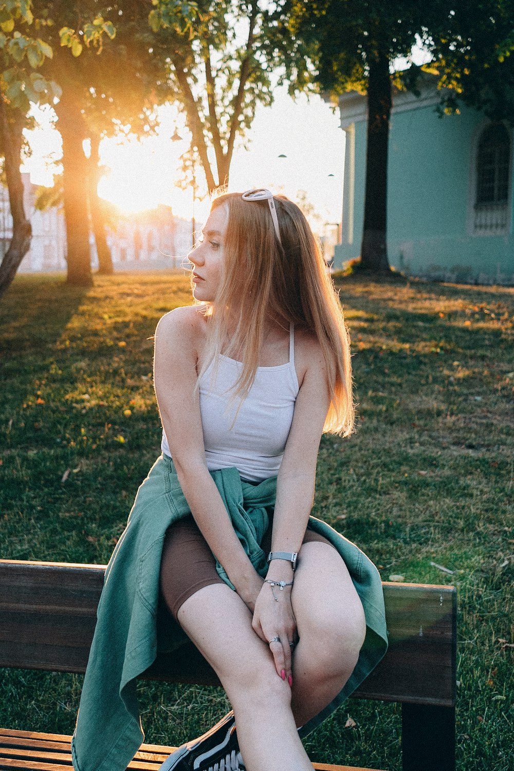 a person sitting on a bench