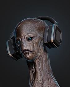 A vibrant 3D alien character showcasing creative anatomy and glowing elements.