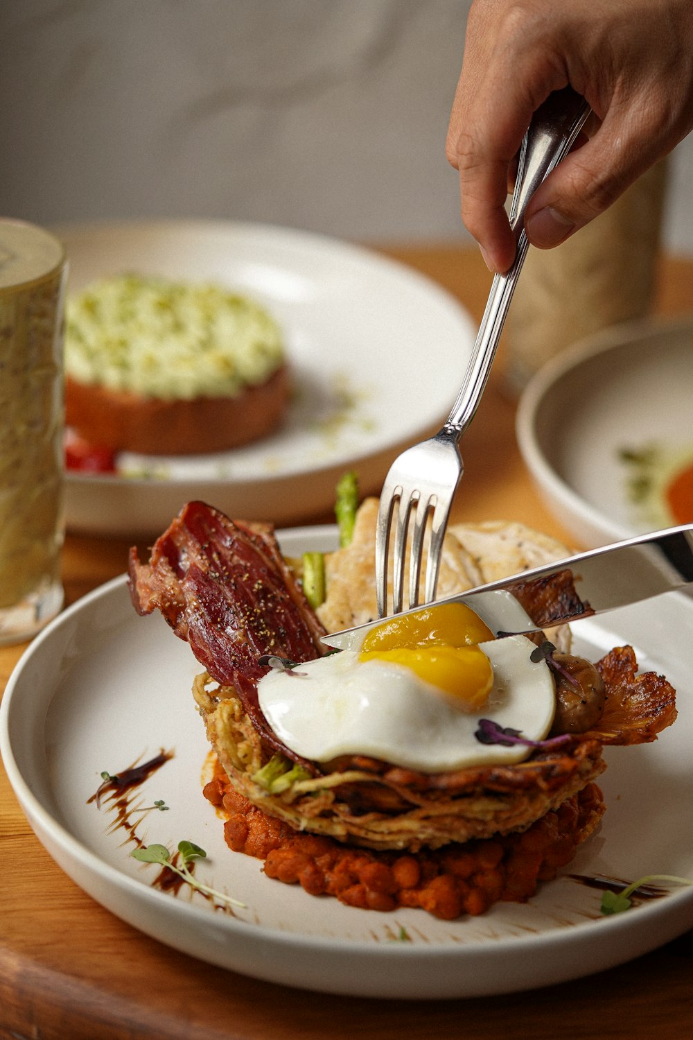 a person is eating a plate of food